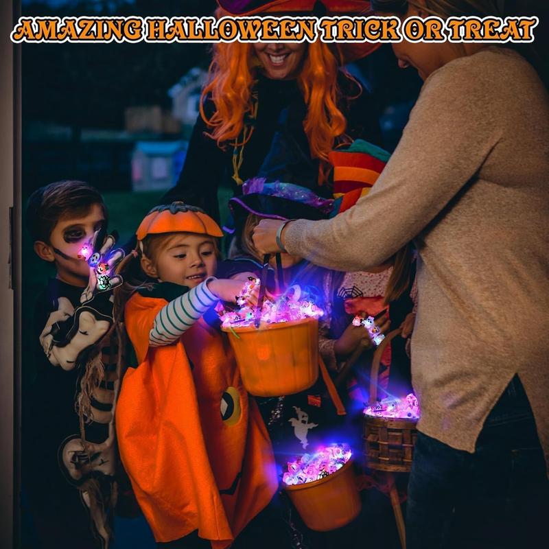 50Pcs LED Halloween Ring,Halloween Ring,Glowing Pumpkin Skull Ring Gift,Halloween Christmas Party Decoration Home Horror Props Supplies,Perfect for Halloween