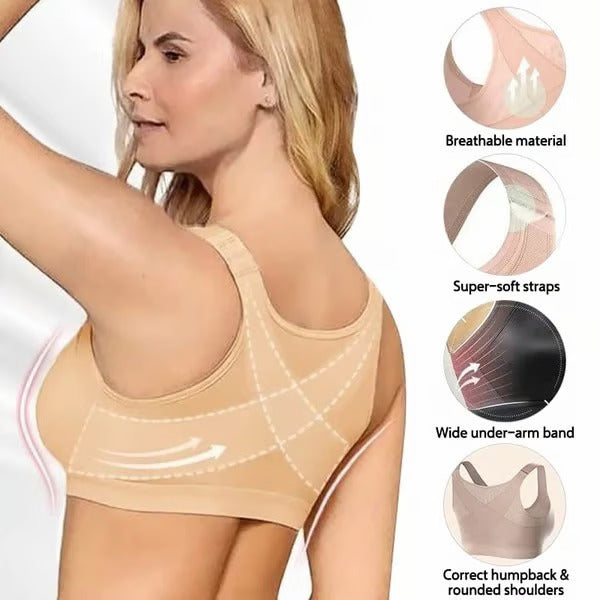 🔥Front closure design, easy to put on and take off,Multifunctional Support Shaping Posture Corrector Wireless bra (with adjustable shoulder straps)
