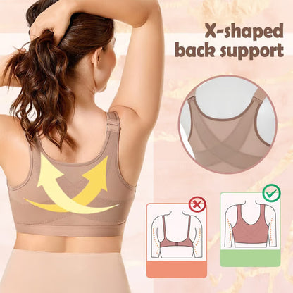 🔥Front closure design, easy to put on and take off,Multifunctional Support Shaping Posture Corrector Wireless bra (with adjustable shoulder straps)