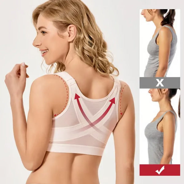 🔥Front closure design, easy to put on and take off,Multifunctional Support Shaping Posture Corrector Wireless bra (with adjustable shoulder straps)