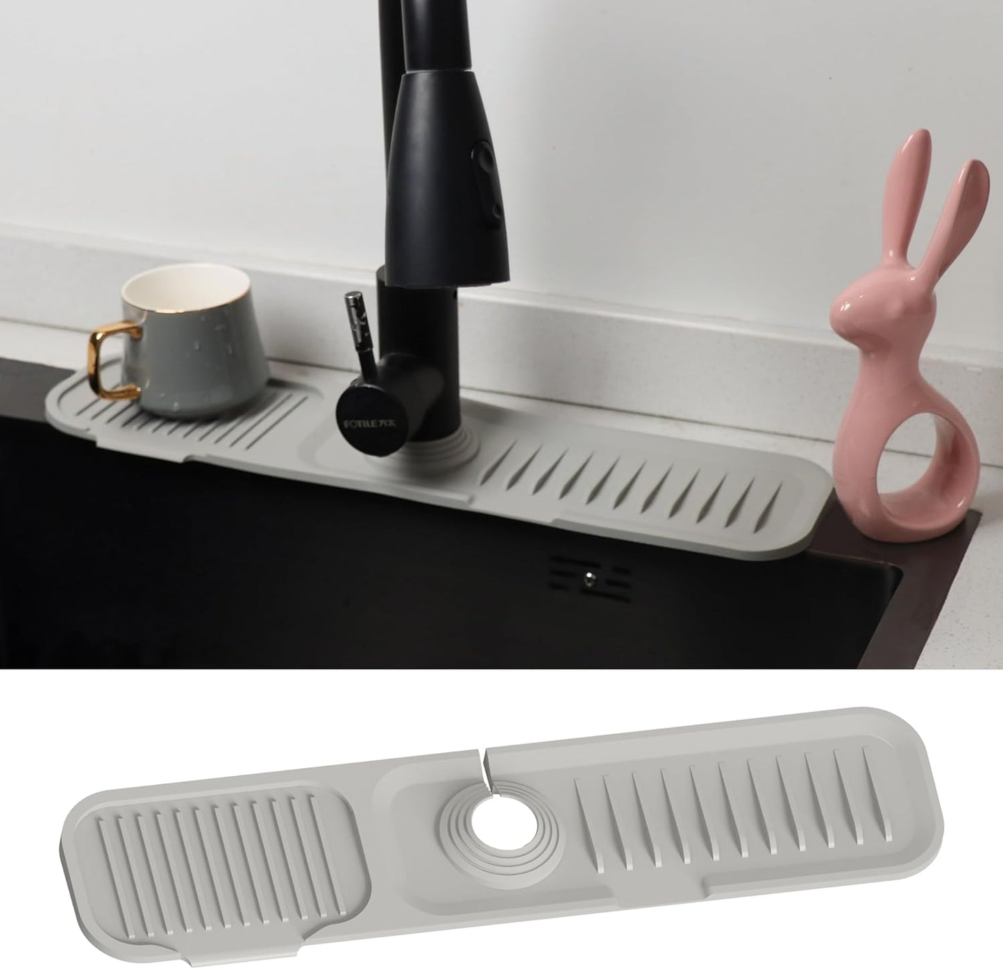 17"X3.9" Gray Kitchen Faucet Splash Guard