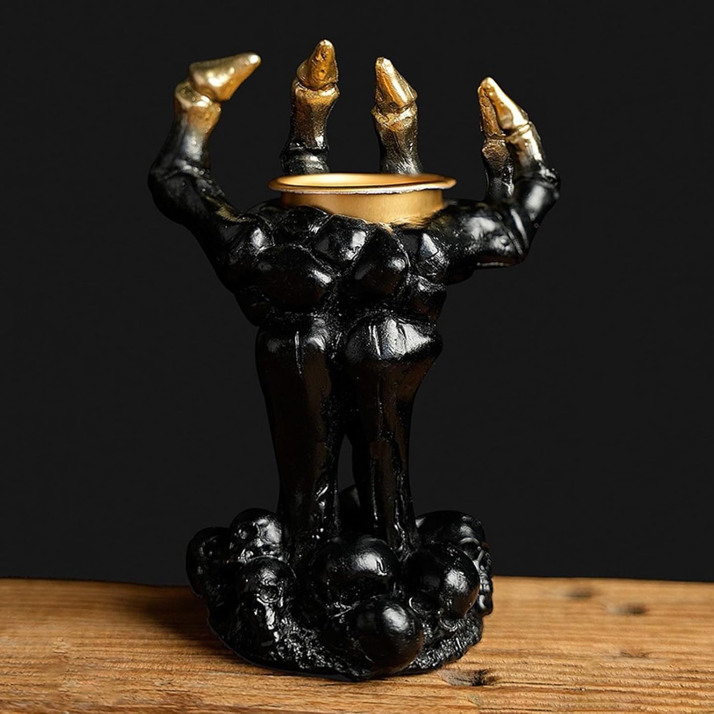 Gothic Ghost Finger Skull Hand Tealight Candle Stand