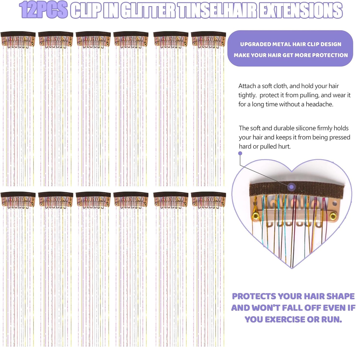 12-Piece 20.5-Inch Clip-In Tinsel Hair