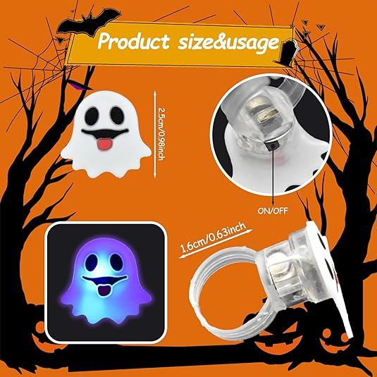 50Pcs LED Halloween Ring,Halloween Ring,Glowing Pumpkin Skull Ring Gift,Halloween Christmas Party Decoration Home Horror Props Supplies,Perfect for Halloween