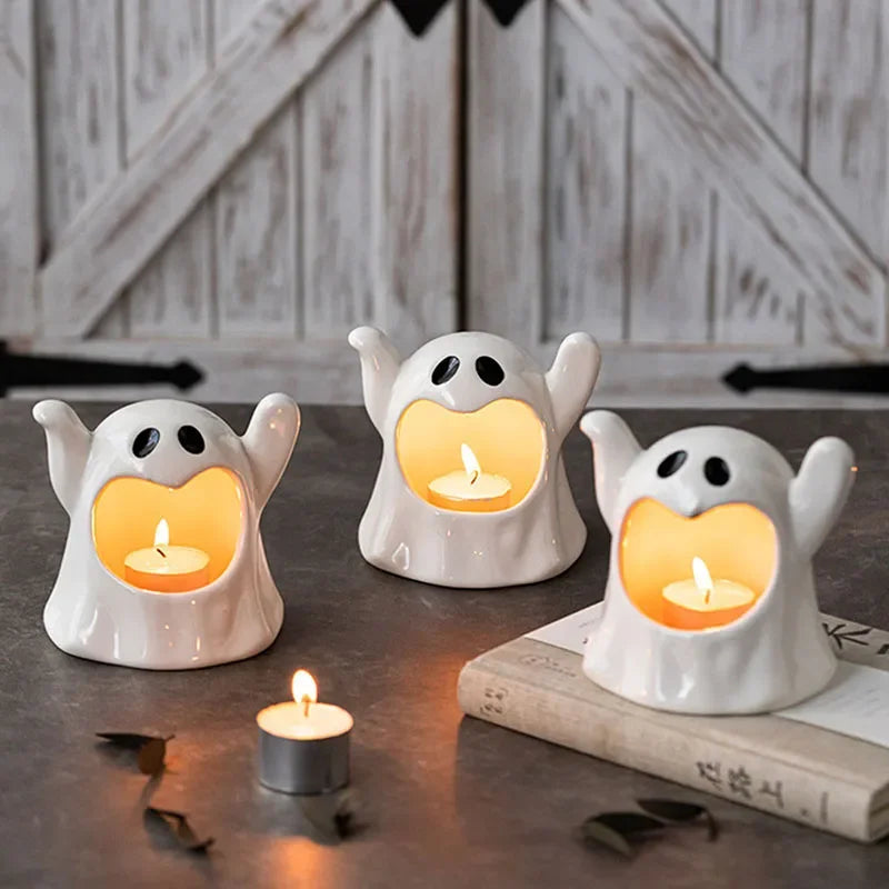 Ceramic Ghost Decor Candlestick